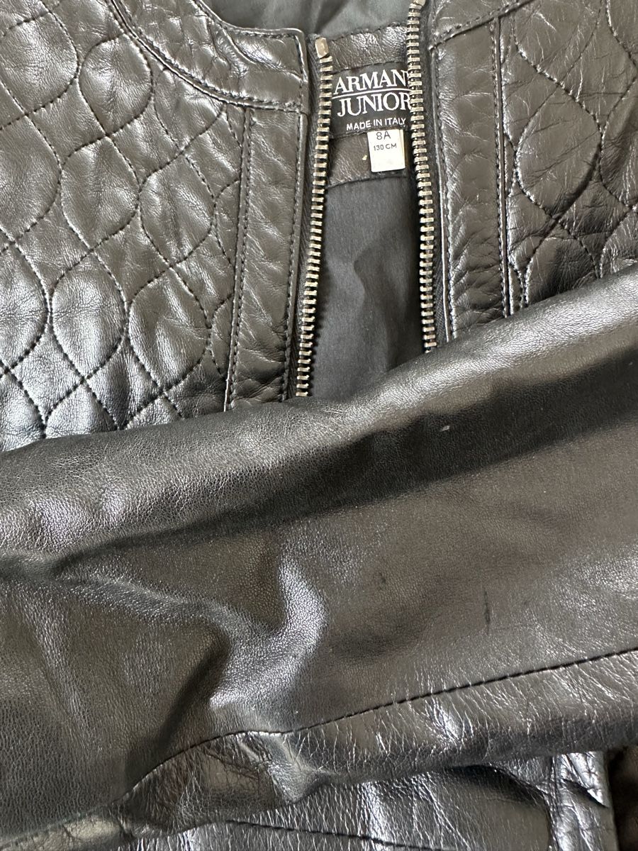 Armani Giacche & Cappotti: Armani Junior leather bomber jacket Sz 8A – Usato da Versoix venduto da oksabb 5
