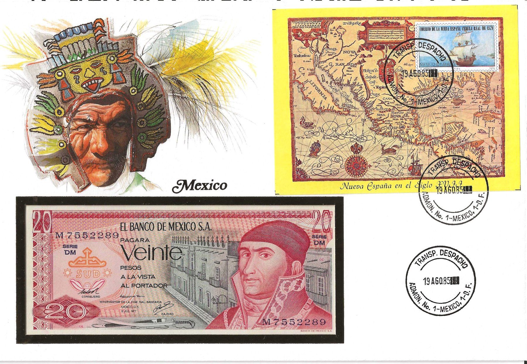 Banconote: Notenbrief Mexico 1985 – Usato da Zürich venduto da Philacat11