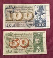 Schweizer Banknoten 100 und 50 beide 15. Jan.1969