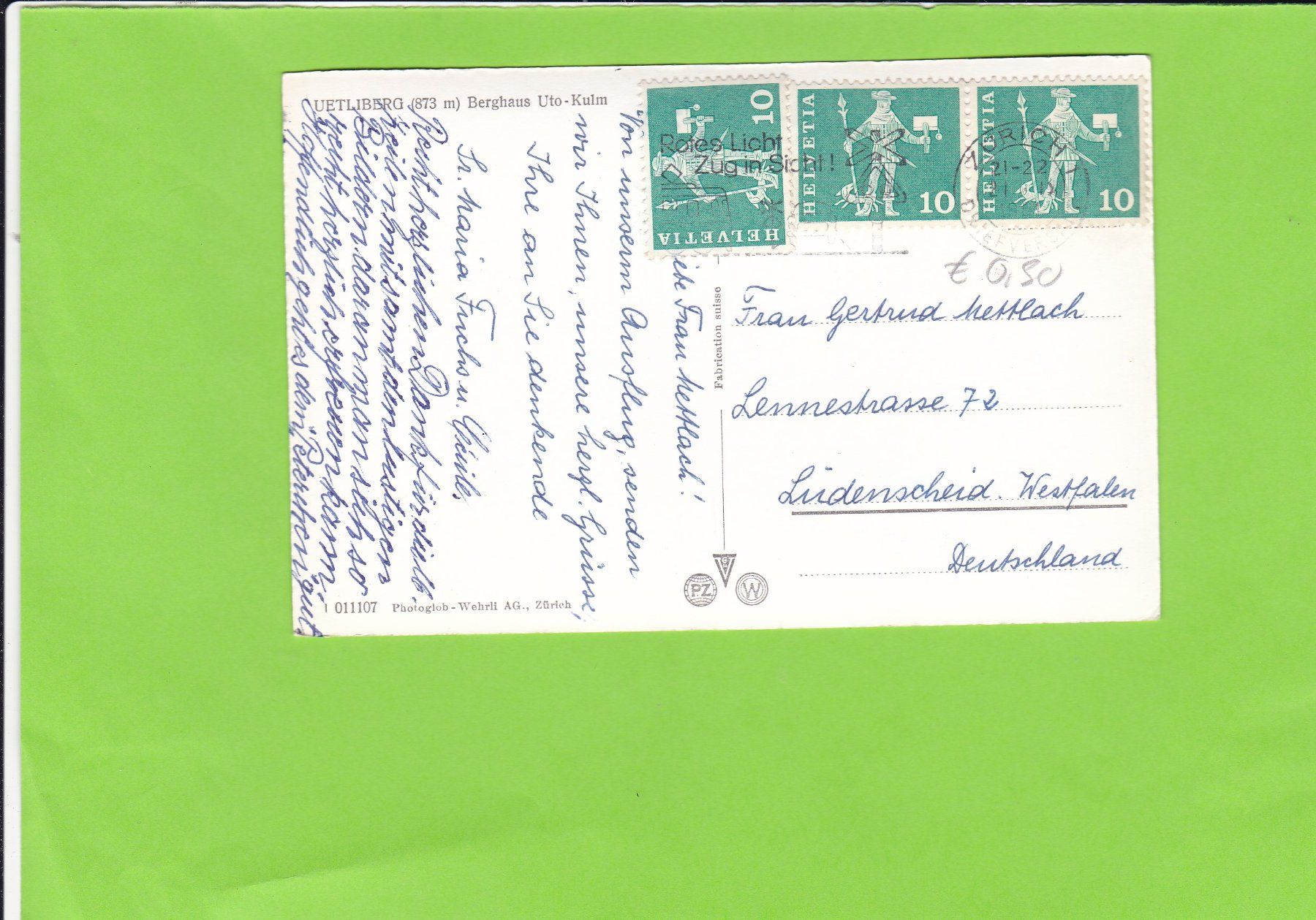 Cartoline postali: Uetliberg-Berghaus Uto-Kulm – Usato da St. Peterzell venduto da neckertal 1