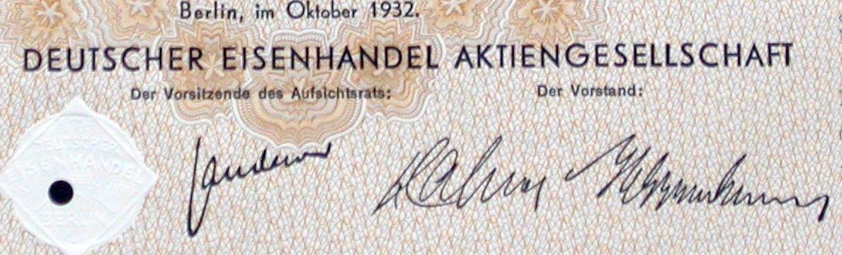 Dokumente: Deutscher Eisenhandel AG, Berlin - 1932 – Gebraucht aus Solothurn von Sgasche 1