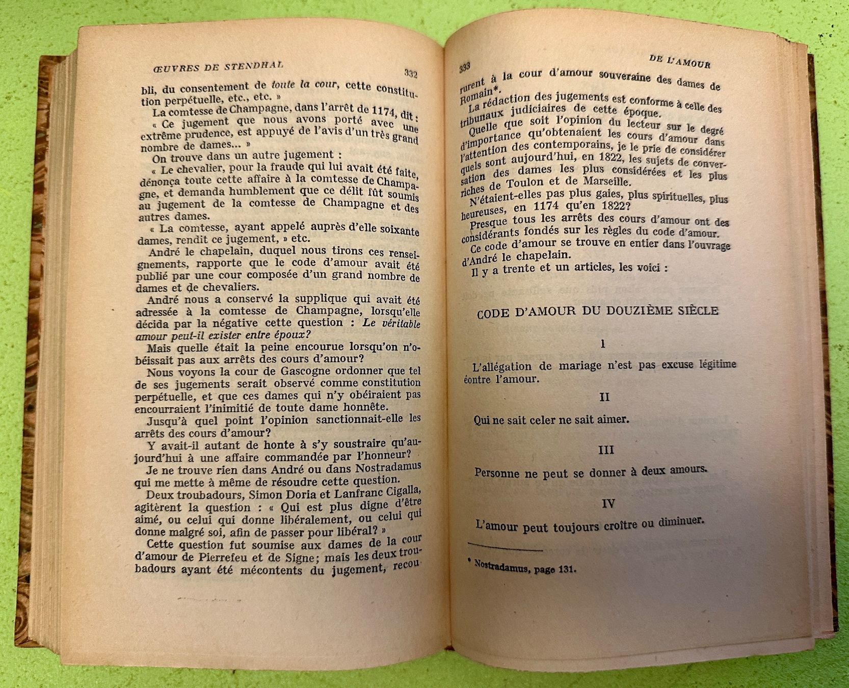 Libri: Stendhal: De l'amour. – Usato da Zürich venduto da allp 8