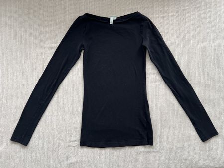 Schwarzes Langarmshirt von H&M Basic, Grösse XS
