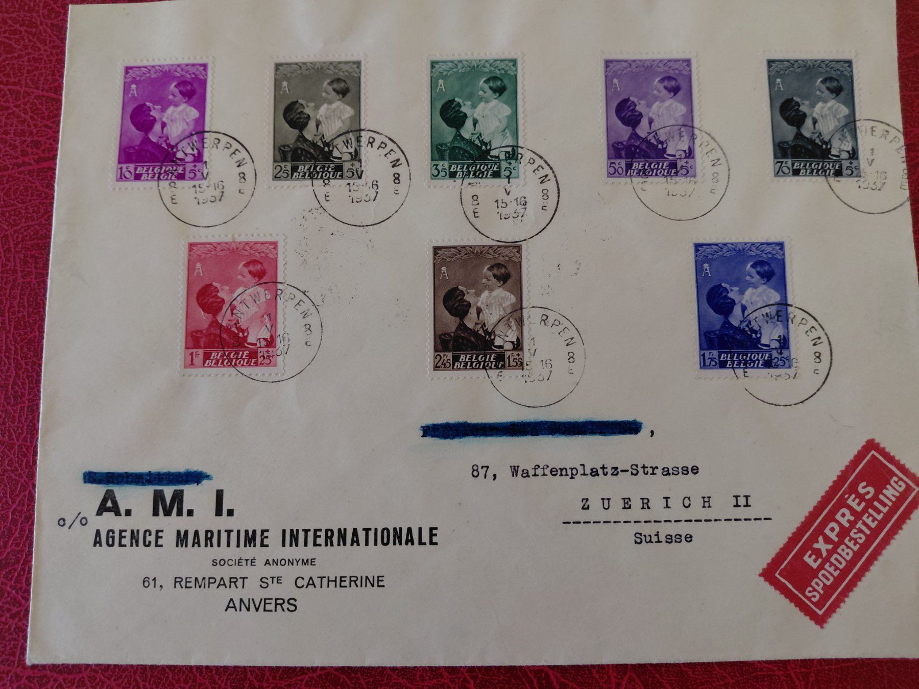 Tutti i francobolli: Toller Brief Belgien 1937 – Usato da Horw venduto da Onurb008