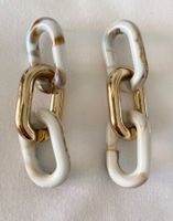 Statement Ketten-Ohrringe in Marmoroptik | Gold & Resin Look