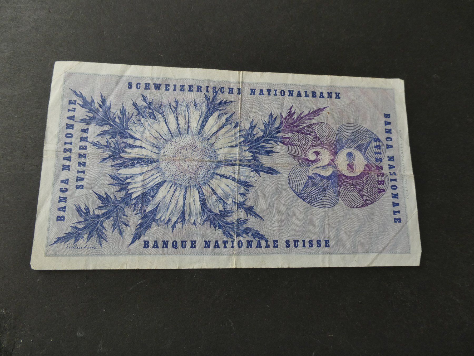 Banconote: Schweiz 1974, 20 Franken – Usato da Hinterforst venduto da Rohusri 1
