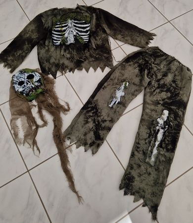 Halloween Kostüm Zombie Skelett ca. 116-134 (8-10 Jahre) Top