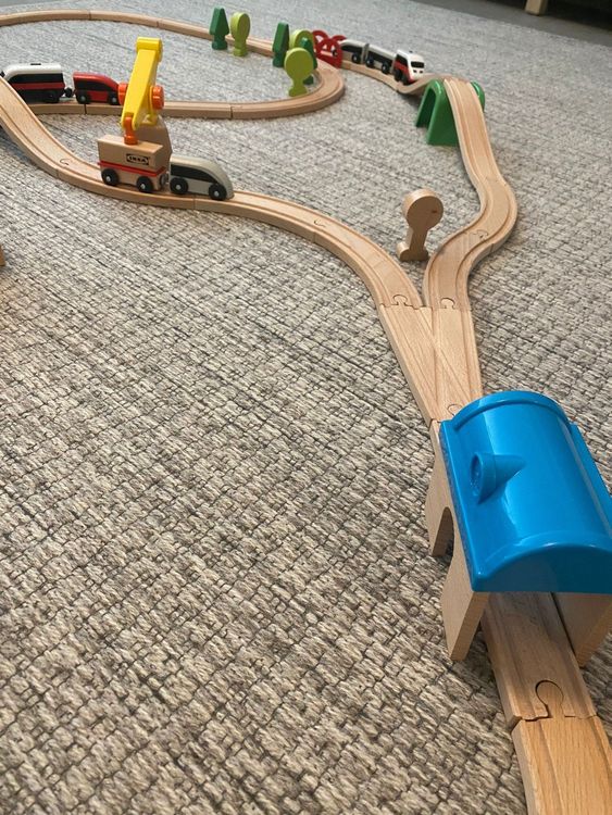 Holz Zug Set 72 Teile – Stabiles Holzspielzeug Für Kinder, Schockresistent, Kreatives Bauen