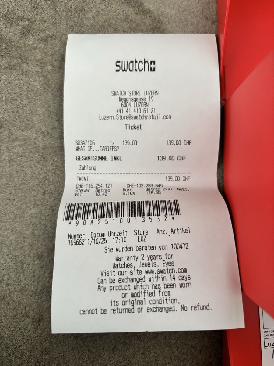 Swatch Uhren: swatch 39% Tariffs SO34Z106 Uhr – Neu und originalverpackt aus Emmen von H.Bettina 2