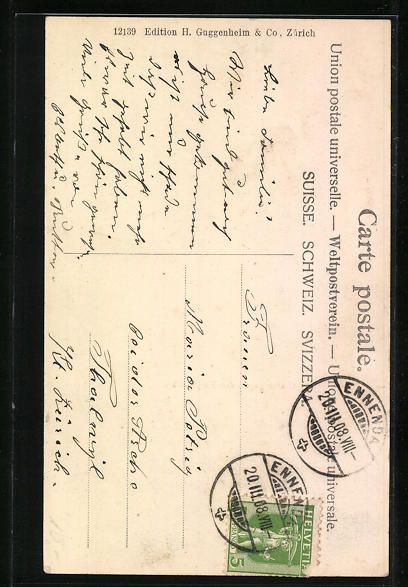 Cartoline postali: AK Glarus, Burg, Totalansichten, 1908 – Usato da Berlin venduto da bartko-reher 1