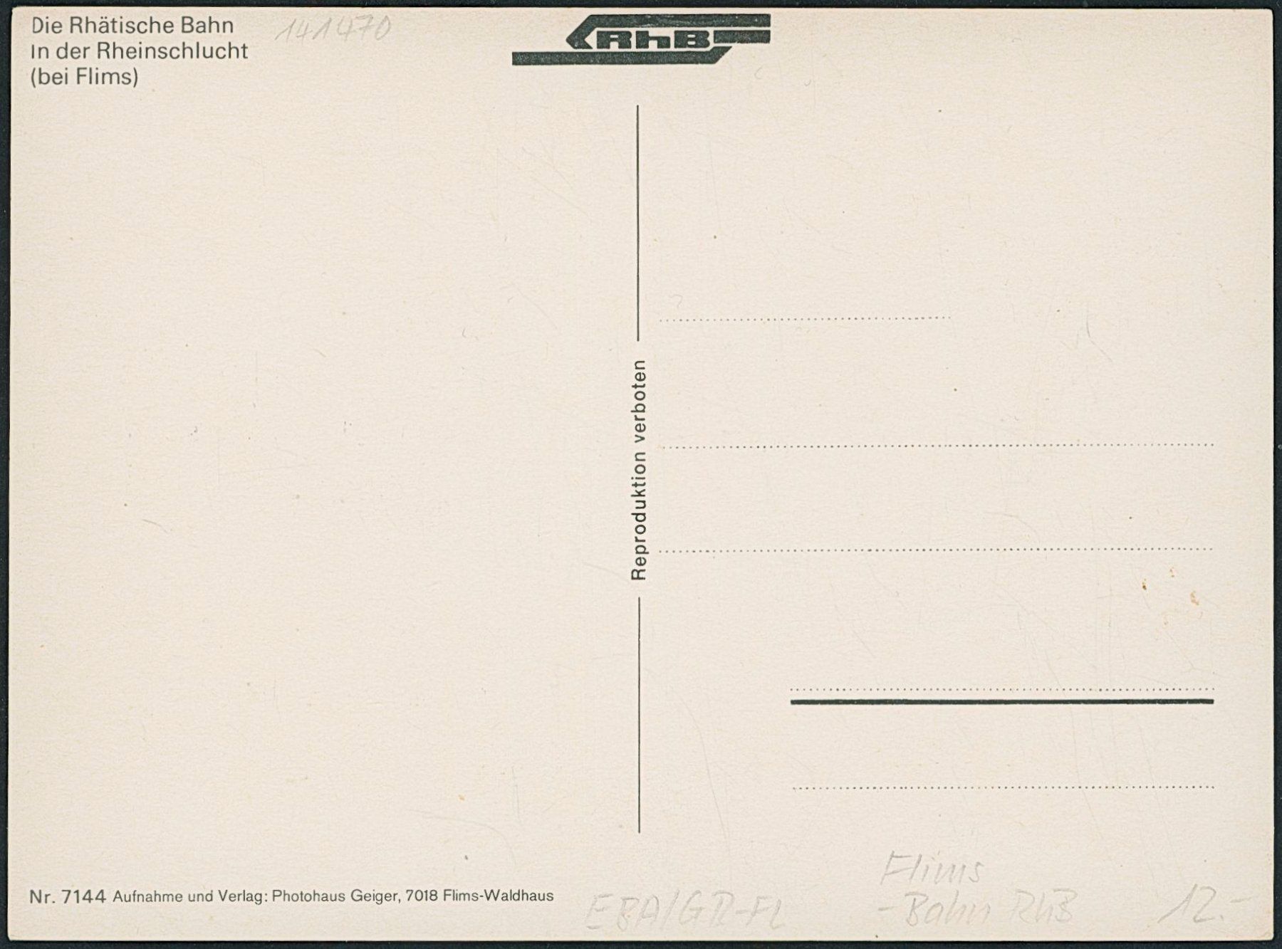 Cartoline postali: GR Flims - Rhätische Bahn RhB – Nuovo (secondo la descrizione) da Schindellegi venduto da dormay 1
