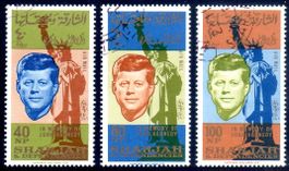 SHARJAH 1964 JOHN F. KENNEDY 3 MARKEN ERHALT SIEHE SCAN AA90
