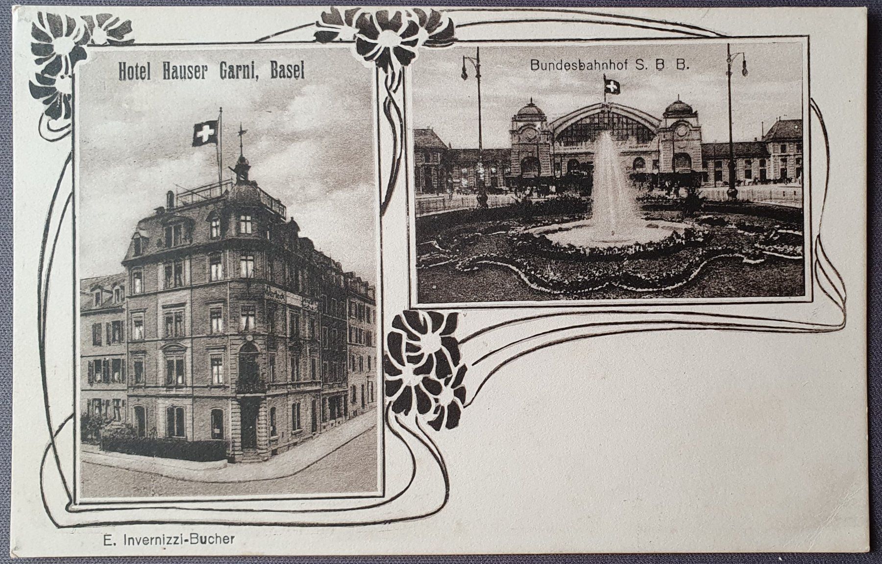 Cartoline postali: Basel - Hotel Hauser u. Bahnhof – Usato da Kreuzlingen venduto da Rschweiz1