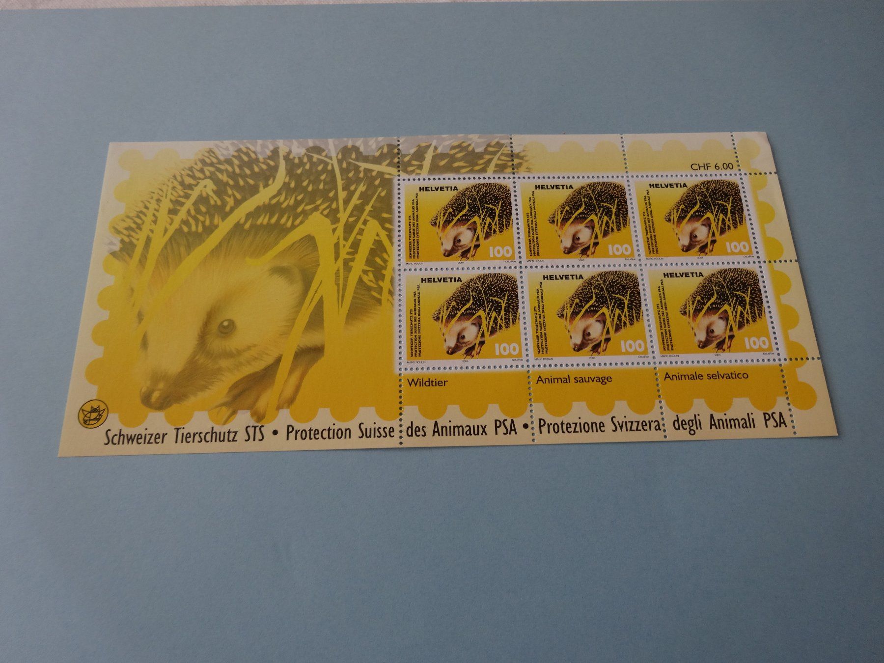 Alle Briefmarken: Helvetia Schweizer Tierschutz STS Igel Postfrisch – Neu und originalverpackt aus Neerach von jenny062