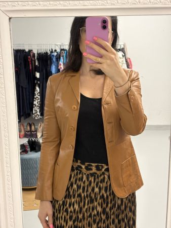 Leonardo Lederjacke in Cognac Camel Gr. 36 Blazer Leder