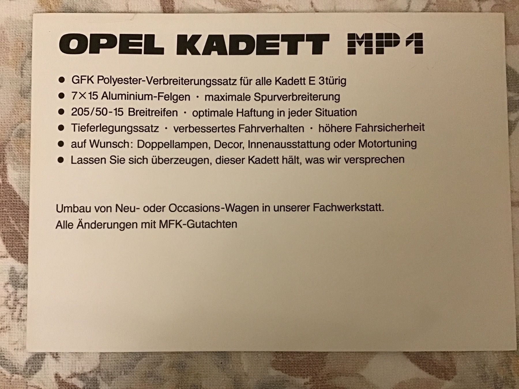Opel Documents: Opel Kadett MP1 Prospektblatt – D'occasion à Scherzingen par Starseller62 1