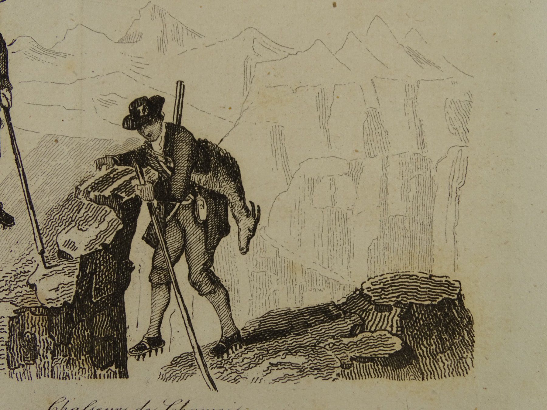 Incisioni: GEMSJÄGER, STAHLSTICH 1836, JAGD, JÄGER – Usato da Grüningen venduto da Kartensammler 3
