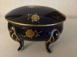 Boîte à bijoux vintage en porcelaine bleu cobalt JLMENAU