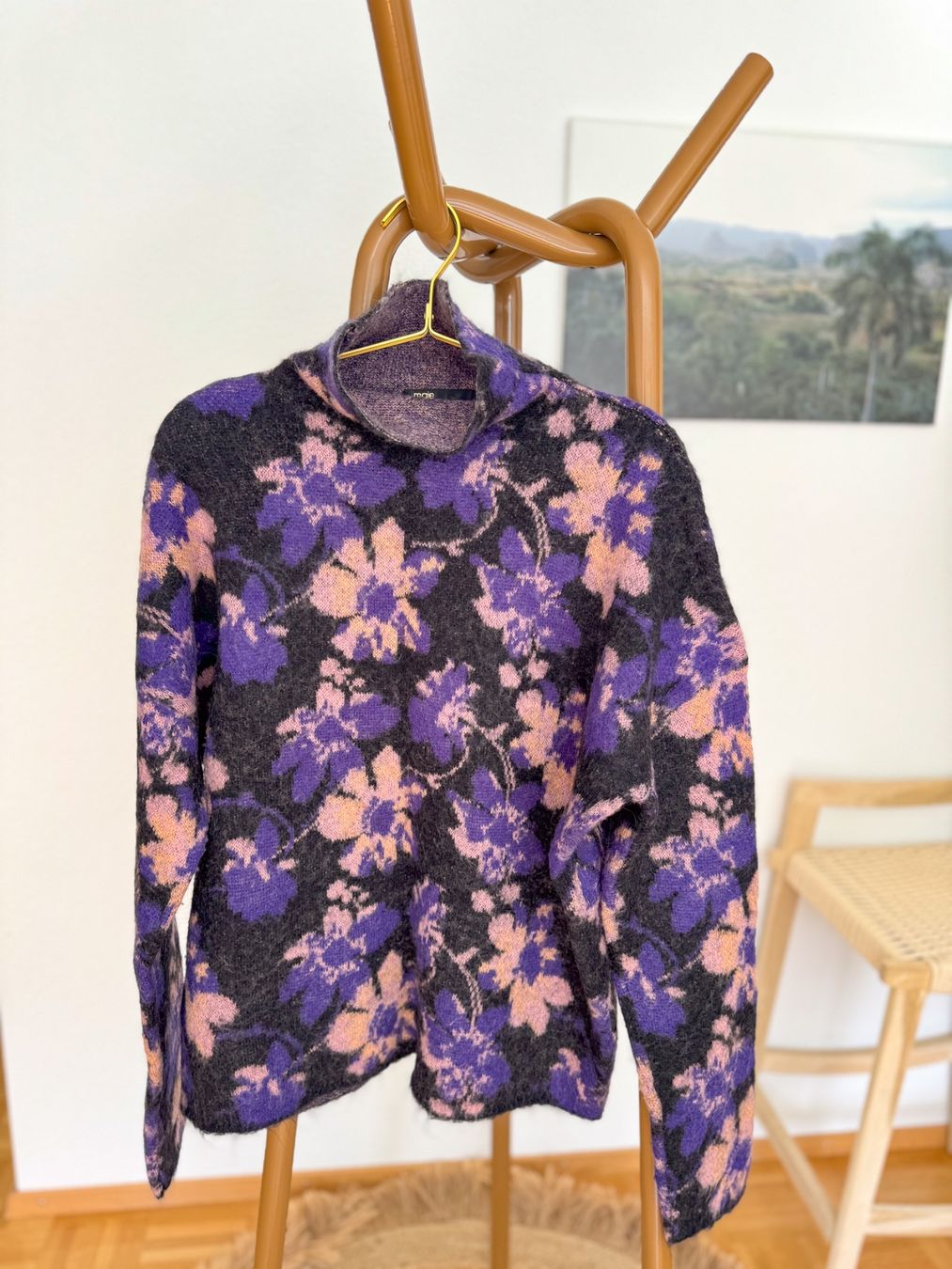 Maje Maglioni & Felpe: Maje Pullover Blumenmuster lila/schwarz Gr. M/38 – Usato da Biberstein venduto da evolution89