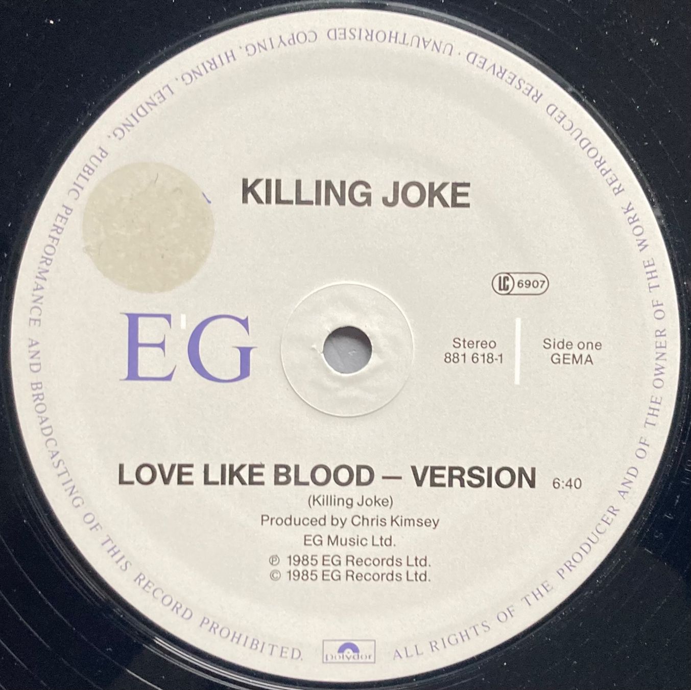Dischi in vinile: KILLING JOKE - LOVE LIKE BLOOD – Usato da Poliez-Pittet venduto da Newtown-Records 2