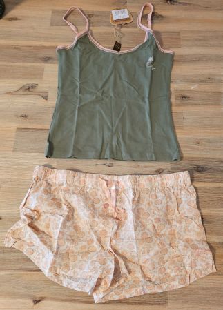 Neuer Damen Pyjama Set Sommer Gr. Onesize khaki/rosa