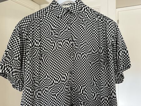 6397 graphic black & white silk dress XS