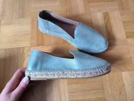 SunZ Leder Espadrilles - 38 - Slipper in Ice Blue Metallic