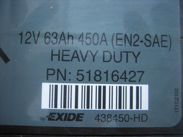 Ective Batterie: Autobatterie Exide 12V 63Ah 450A – Usato da Winterthur venduto da pf02 2