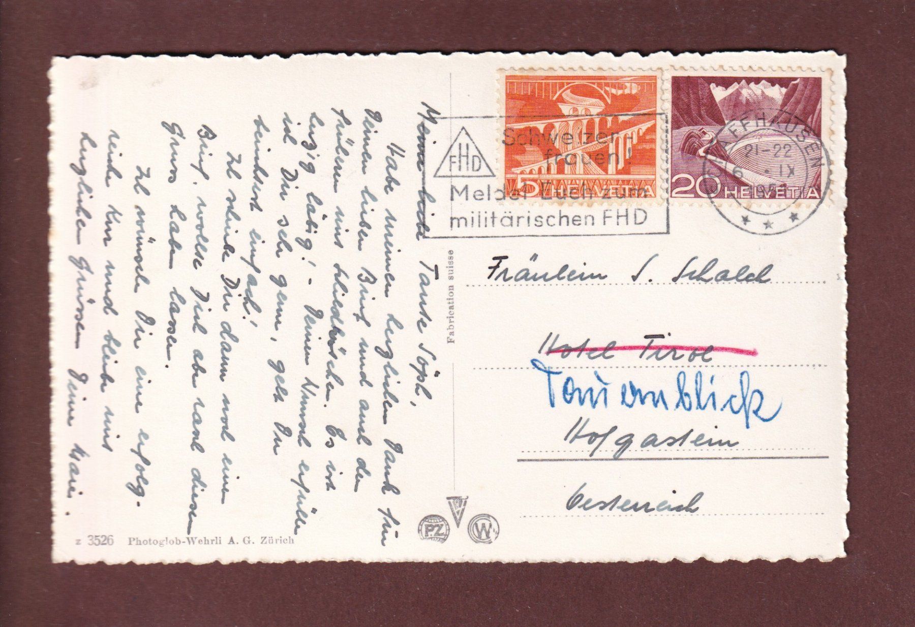 Cartoline postali: SCHAFFHAUSEN vom Munot aus - 1951 – Usato da Pully venduto da nicecards 1