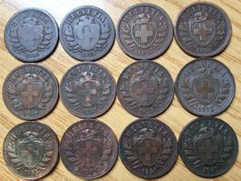 Lot 2 Rappen 1850/1941 - Lot 12 Stück!