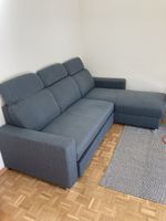 Canapé d'angle convertible gris avec espace de rangement