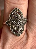 Vintage Silberschmuck: Markasit Ring (Grösse 54.5)