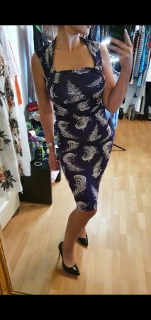 Kleid Phase Eight , Gr. 36/38 Federn Muster  Vintage Style