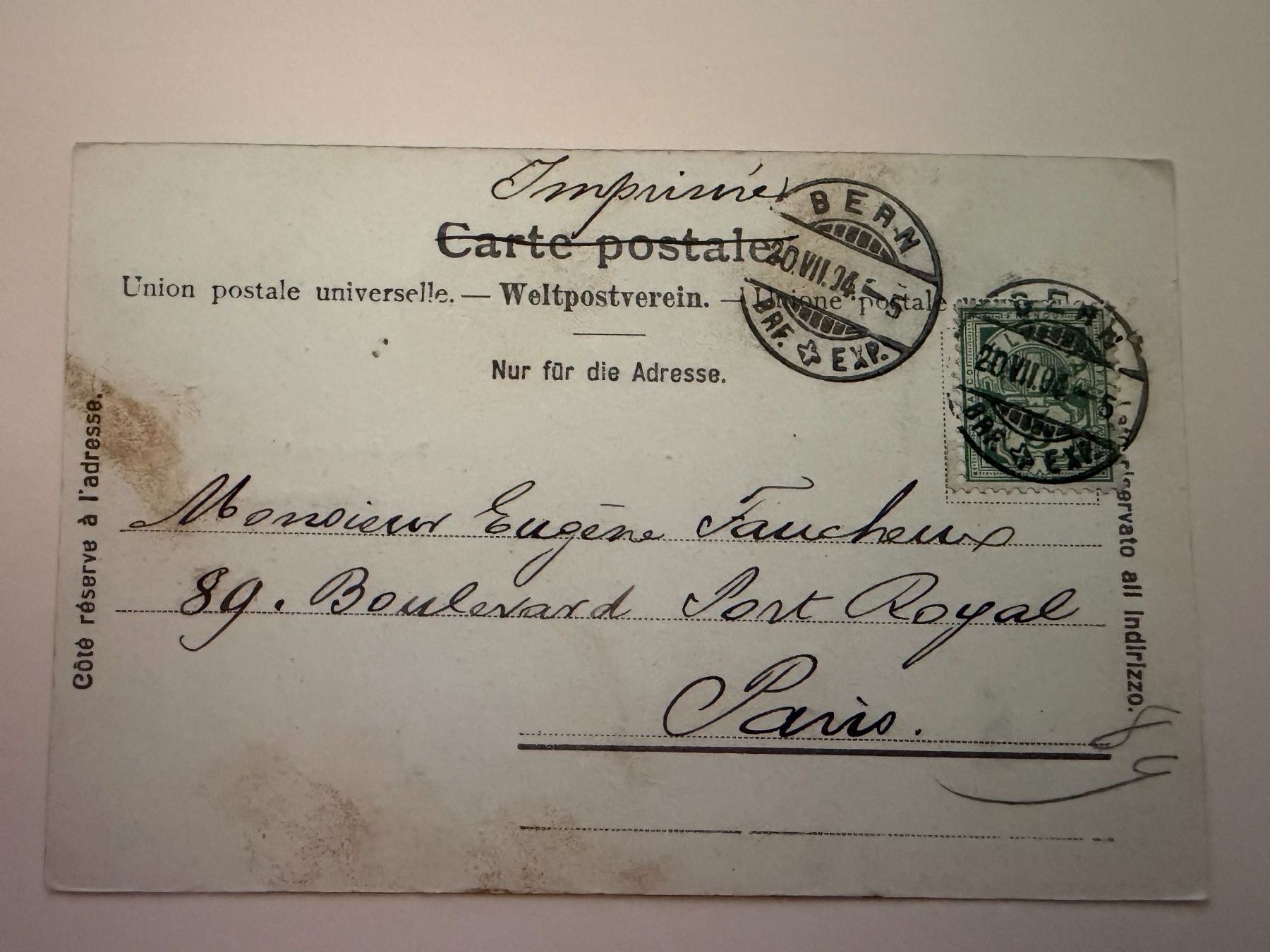 Ansichtskarten: Bern - Bundeshaus 1904  - Ansichtskarte – Gebraucht aus Tegerfelden von siebenmacky 1