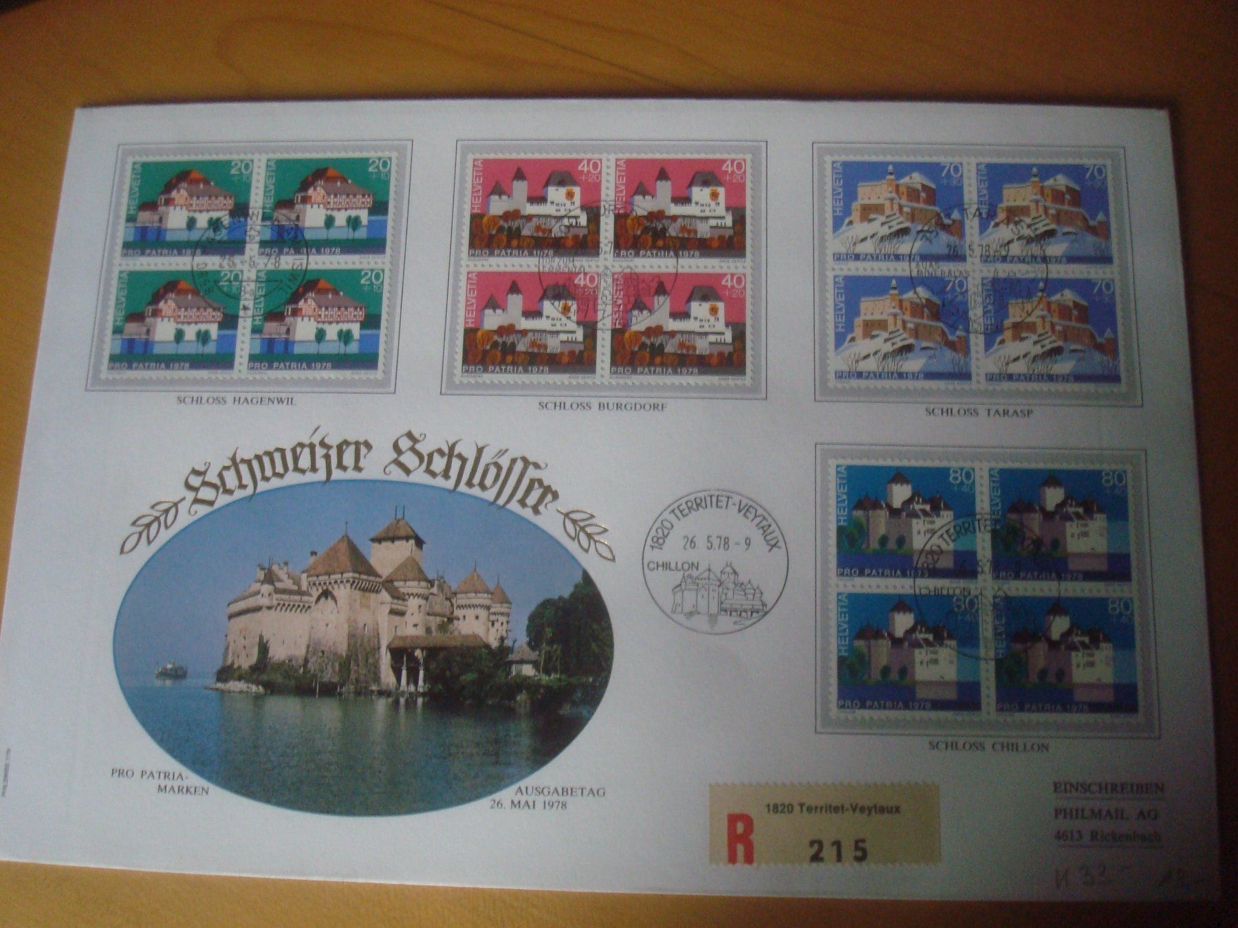 Tutti i francobolli: 1978 schöner Grossbrief Schweiz CHILLON – Usato da Gordola venduto da Polentaefung