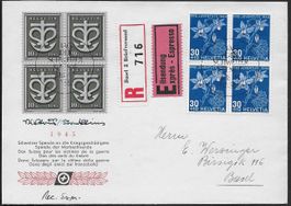 1945 R/Ex. Brief o BASEL Spende/PJ MEHRFACH-Frankat. ab 1.--