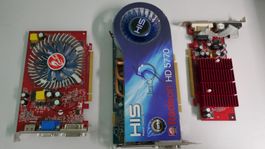 Drei alte PCI-Express Grafikkarten