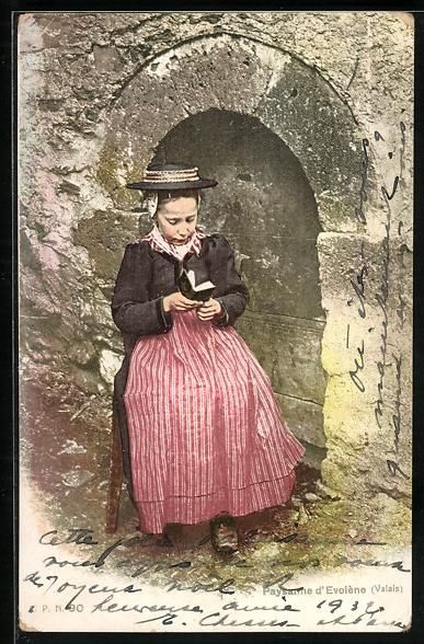 Cartoline postali: AK Valais, Paysanne d'Evolène, 1931 – Usato da Berlin venduto da bartko-reher