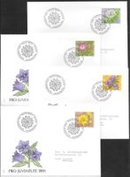 4 FDC Pro Juventute 1991 Serie Einzelmarken ET 26.11.1991