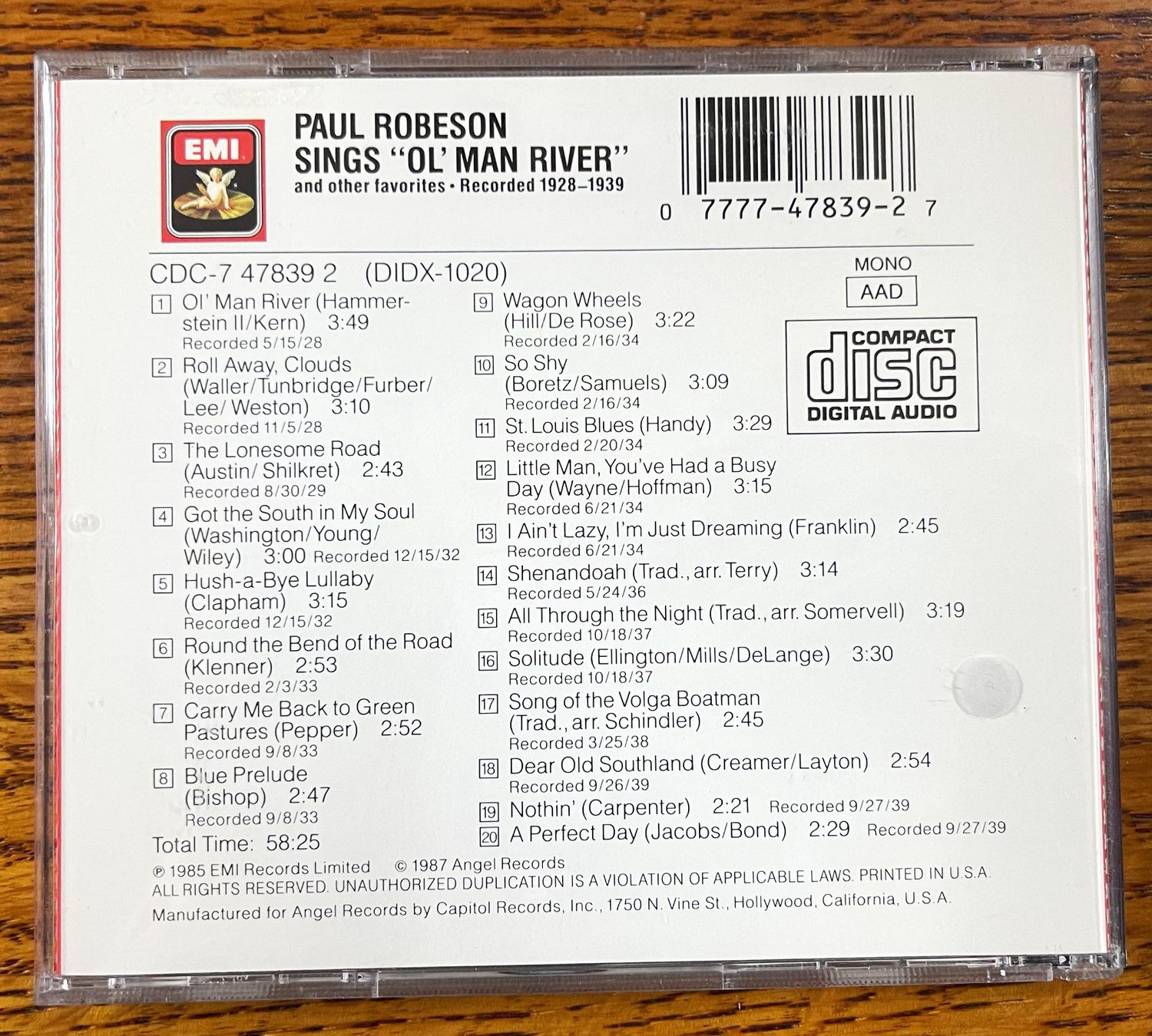 CDs: PAUL ROBESON: SINGS "Ol`Man River" CD – Gebraucht aus Oftringen von Vucki 1