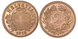 2 Rappen von 1929 (Stempelglanz)