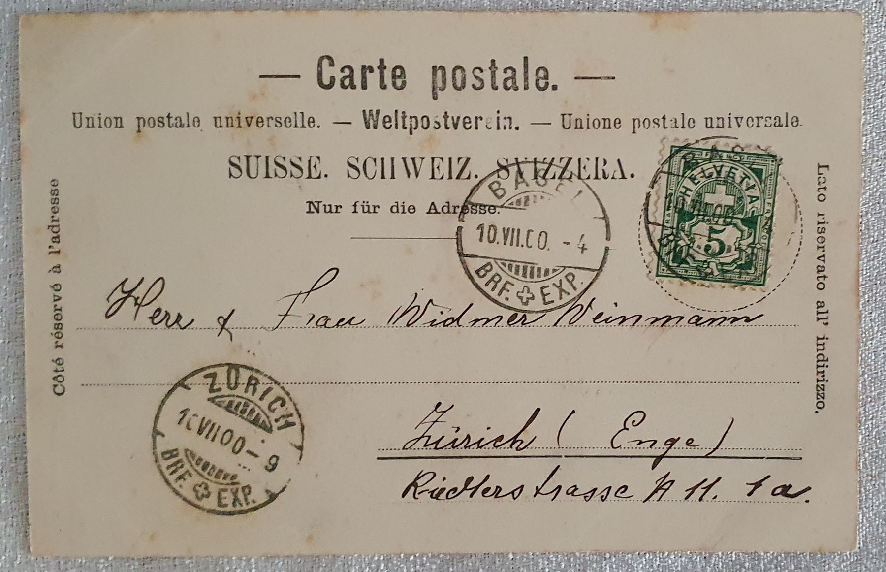 Cartoline postali: Basel 1900 - Universitätsbibliothek – Usato da Kreuzlingen venduto da Rschweiz1 1