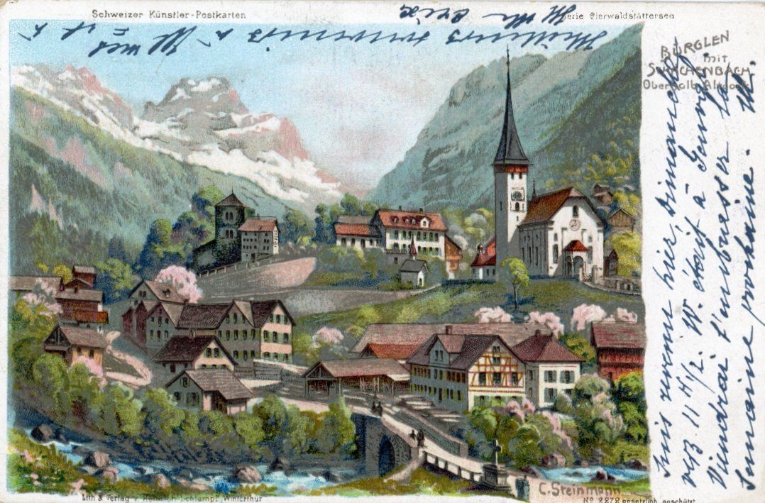 Cartoline postali: Bürglen   UR       um 1922 – Usato da Brig venduto da Valcards54