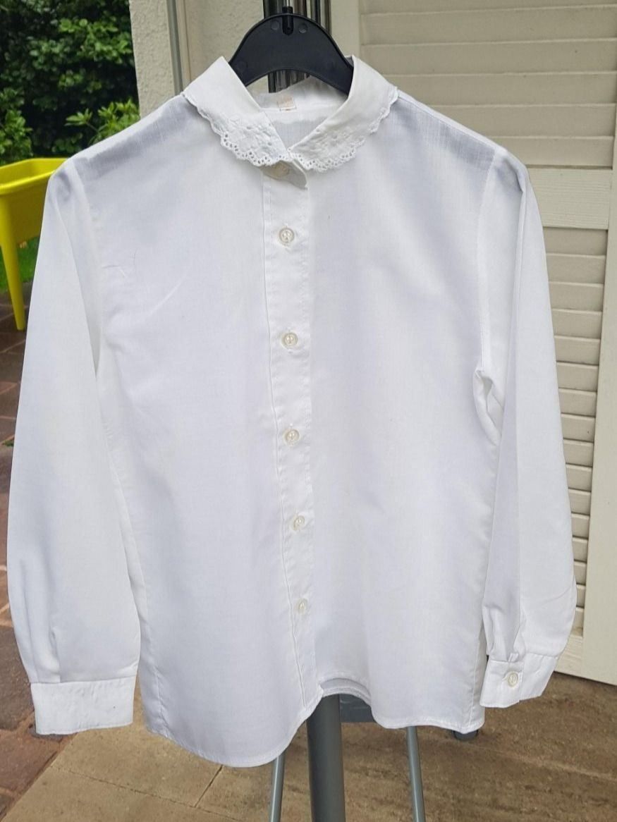 Camicette, T-shirt & Top: Bluse Kinderbluse weiss Vintage Gr. 128 – Usato da Mörschwil venduto da lindaswunderkiste 3