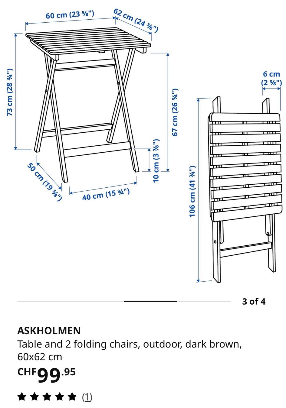 Ikea Set de table et chaises: Gartentisch set (klappbar) – Neuf (Voir description) à Zürich par esz_r67s