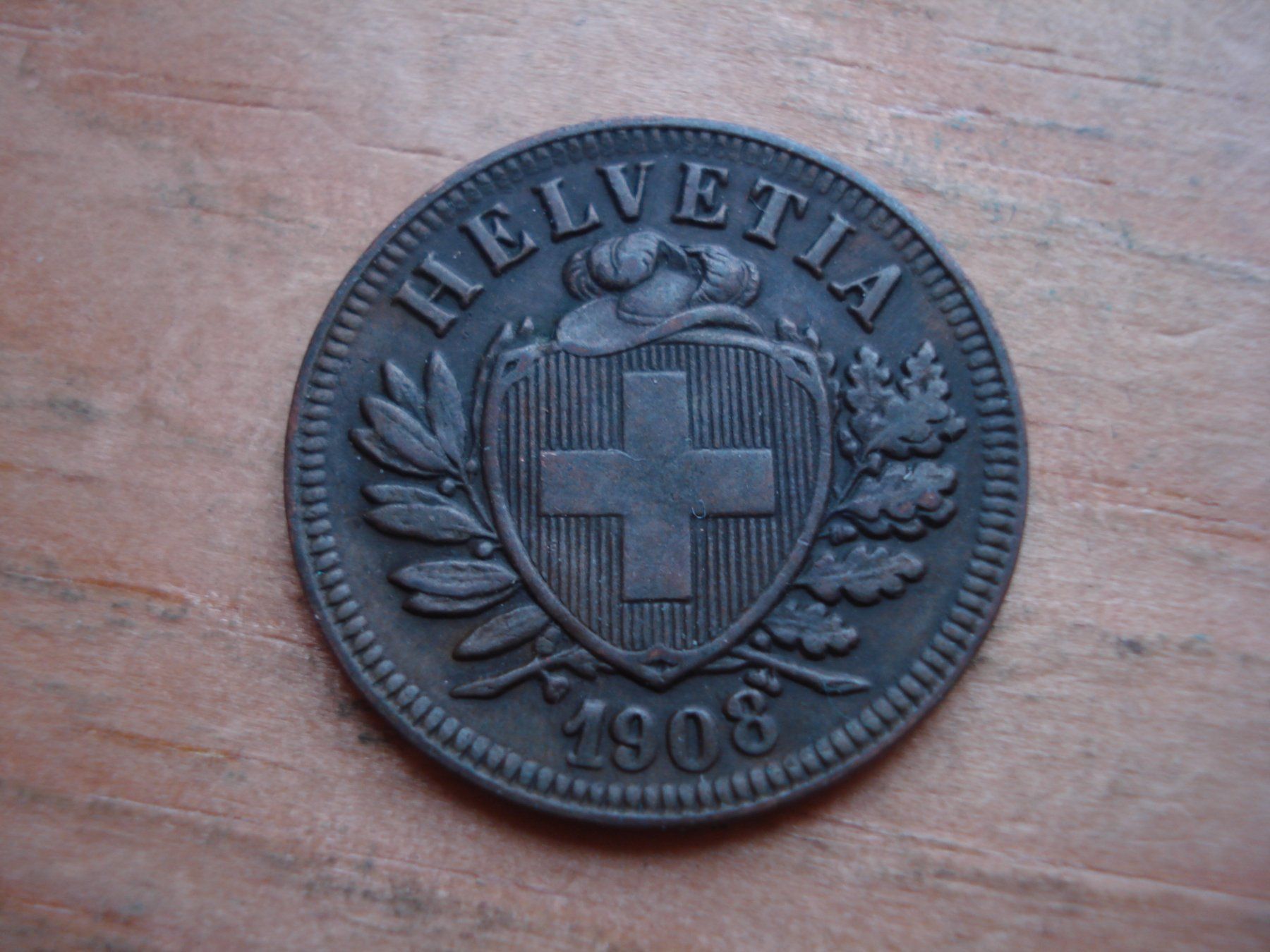 Alle Münzen: (W5) 2 Rappen 1908 – Gebraucht aus Erlach von Net-Coins
