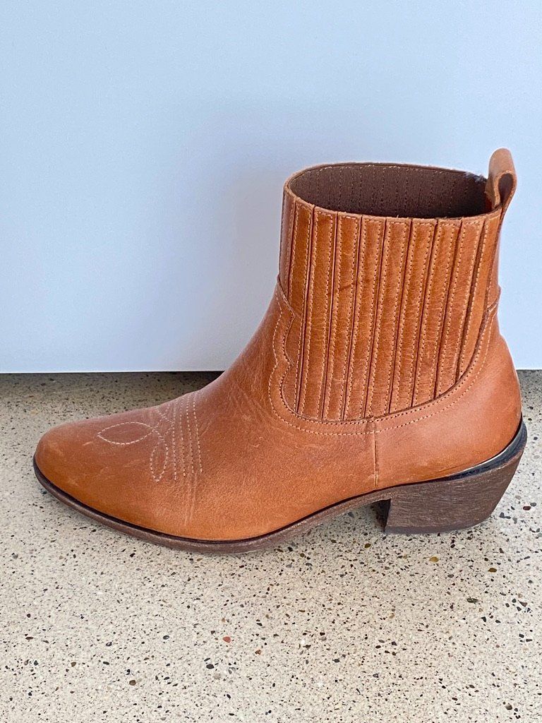 Scarpe da donna: Stiefeletten Cowboy-Style, lederfarben – Usato da Zürich venduto da Pamo02 1