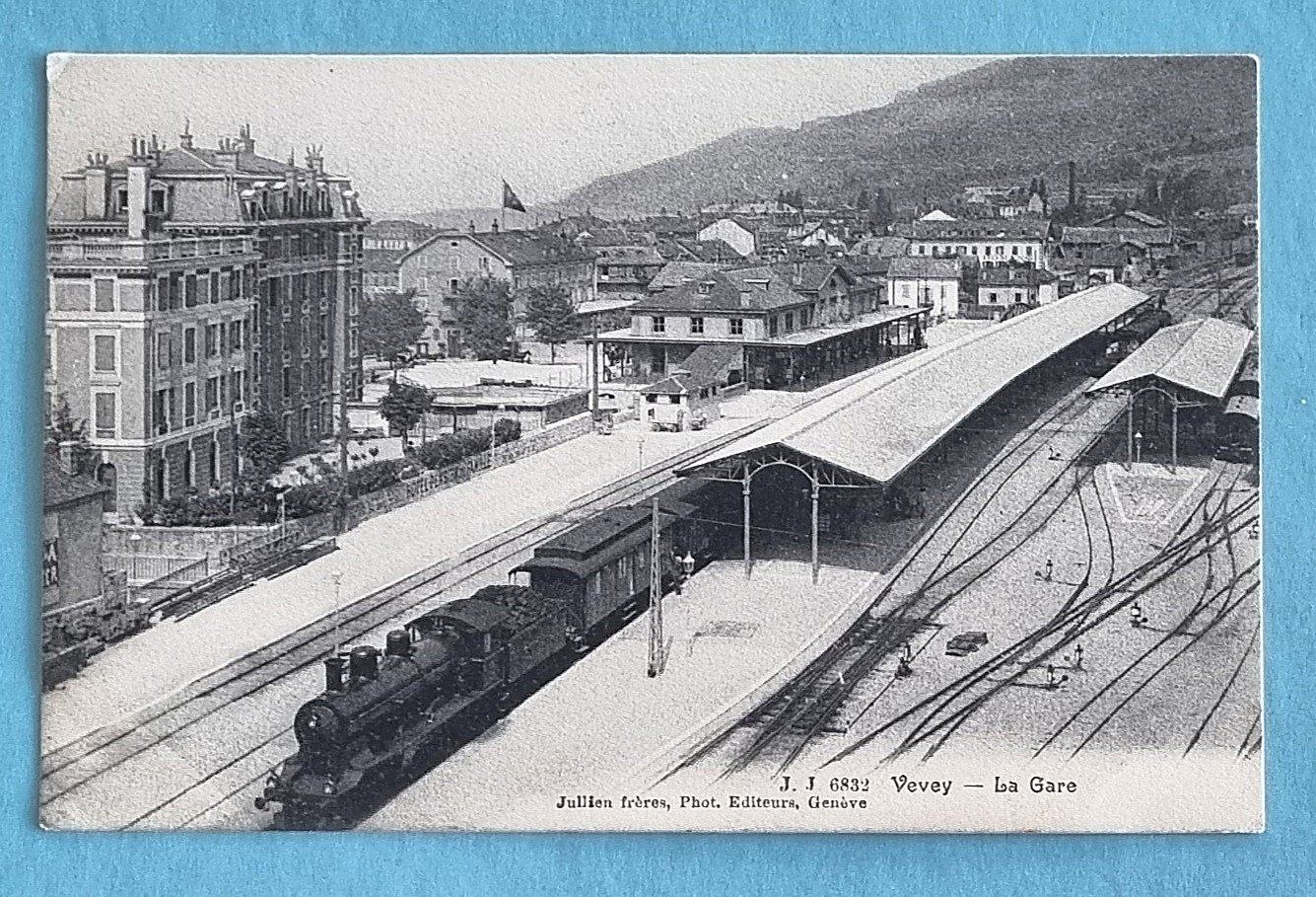 Cartoline postali: Vevey - Gare - Bahnhof - Chemin de fer – Usato da Rothrist venduto da RROENK