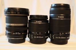 EF-S 10-22 / EF-S 18-55 / EF-S 55-250 - CH-Gratisversand