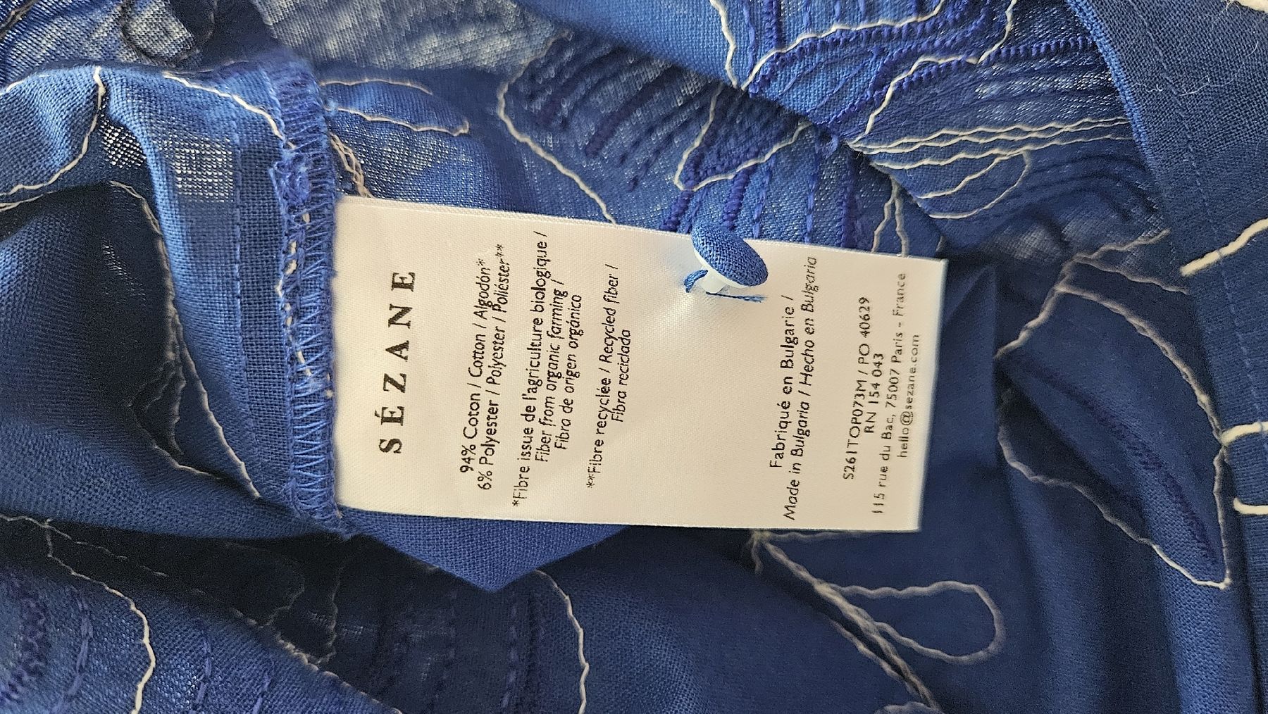 Sezane Tops: Top Sézane bleu brodé – Neuf (Voir description) à Köniz par cla_m7yd 4